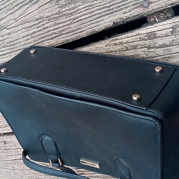 Kate spade black leather satchel crossbody handbag purse EUC tote bag authentic - Picture 8 of 11